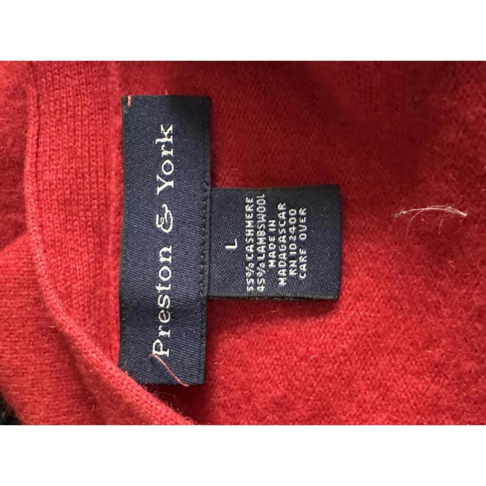 Preston & York red cashmere/lambswool button-front cardigan sweater Size Large - Picture 2 of 6